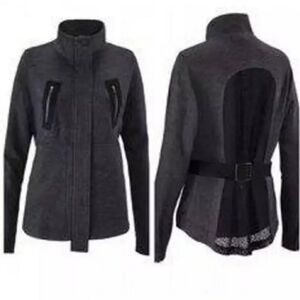 Cabi #3184 Love Carol Gray Jacket Mesh Moto SZ XS Blazer Stretch